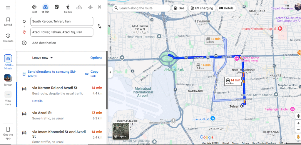 DirectiontoAzadiTower Direction from Azadi homestay to Azadi Tower
